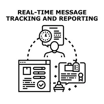 Real time message tracking and reporting system concept Stock Illustration
