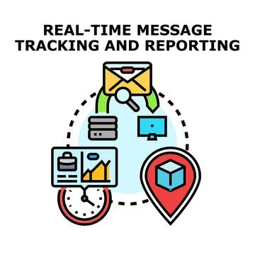 Real time message tracking and reporting system concept Stockillustratie