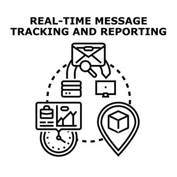 Real time message tracking and reporting system concept Stock Illustration