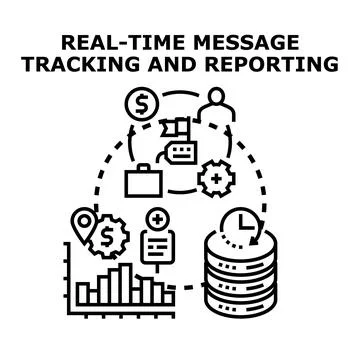 Real time message tracking reporting process illustration concept Stock Illustration