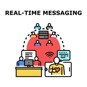 Real time messaging global online communication network concept Stock Illustration