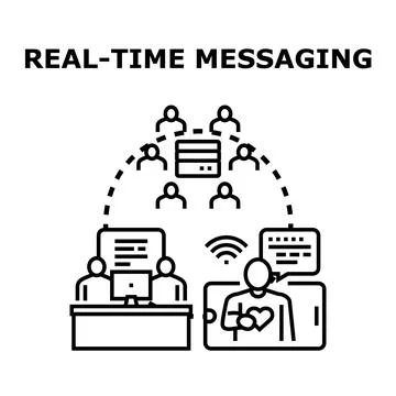 Real time messaging global online communication network concept Stock Illustration