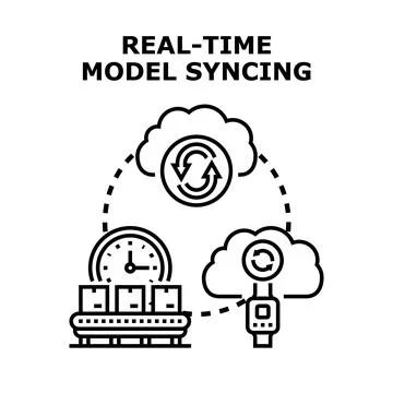 Real time model syncing for modern data management Stock Illustration