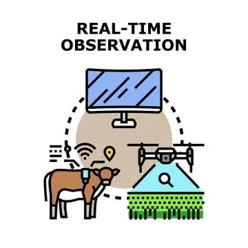 Real time observation smart farming concept Stock Illustration