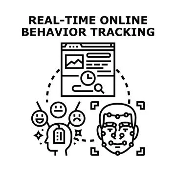 Real time online behavior tracking concept for analytics Stock Illustration