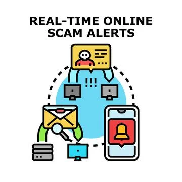 Real time online scam alerts, digital security system Stock Illustration
