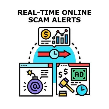 Real time online scam alerts and financial protection Stock Illustration