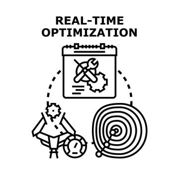 Real time optimization concept identifying optimal solutions Stock Illustration