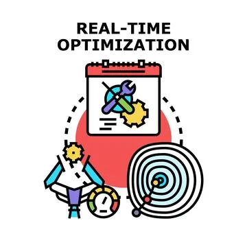 Real time optimization concept identifying optimal solutions Stockillustratie