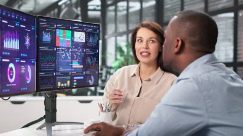 Real-Time Performance Tracking Dashboard Used By Diverse Group Stock Footage 328405616