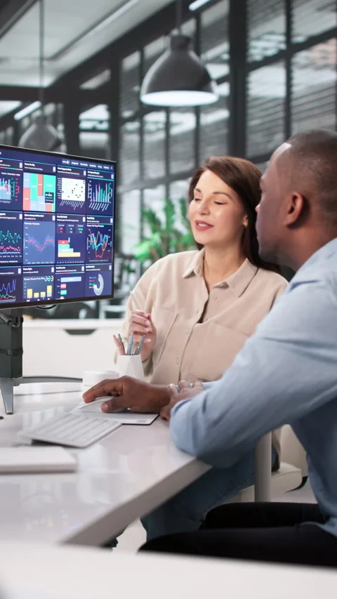 Real-Time Performance Tracking Dashboard Used By Diverse Group Stock Footage 329299343