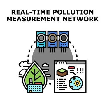 Real time pollution measurement network concept Illustrazione stock