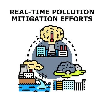 Real time pollution mitigation efforts and environmental action Stock Illustration