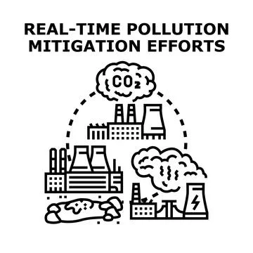 Real time pollution mitigation efforts concept Stock Illustration