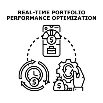 Real time portfolio performance optimization concept Illustrazione stock