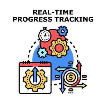 Real time progress tracking of business development Stock Illustration