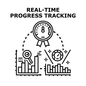 Real time progress tracking business management analysis Stock Illustration