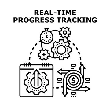 Real time progress tracking of business development Stock Illustration