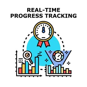 Real time progress tracking business management analysis Stock Illustration