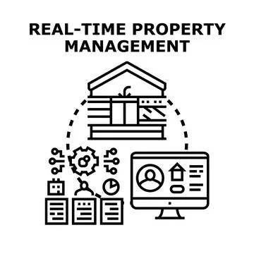 Real time property management system monitoring properties Stock Illustration