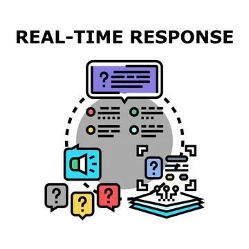 Real time response icon representing instant communication and problem solvin Stock Illustration