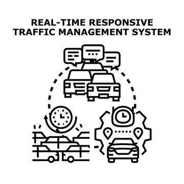 Real time responsive traffic management system controlling city logistics 库存插图