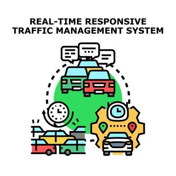 Real time responsive traffic management system controlling city logistics 库存插图