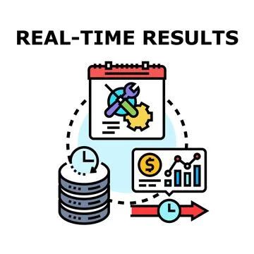 Real time results showing data analysis and constant update Stock Illustration