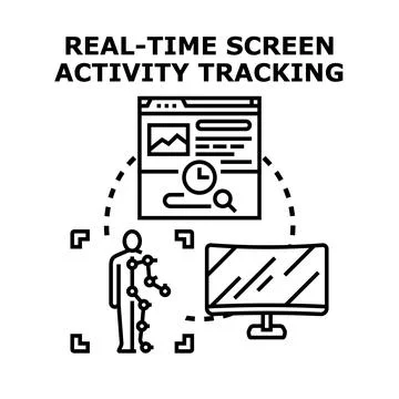 Real time screen activity tracking monitoring concept 스톡 일러스트