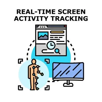 Real time screen activity tracking monitoring concept Stockillustratie