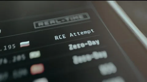 Real-time security threats detected by monitoring interface Stock Footage 331125148