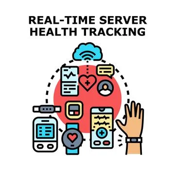 Real time server health tracking with connected smart devices Illustrazione stock