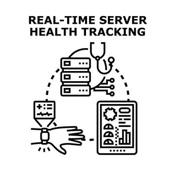 Real time server health tracking data monitoring system Stock Illustration
