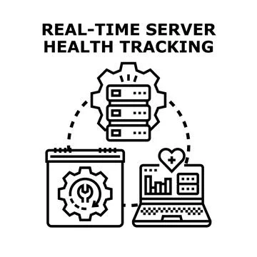 Real time server health tracking and data monitoring Stock Illustration