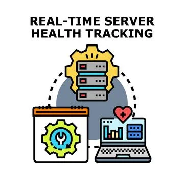 Real time server health tracking and data monitoring Stock Illustration