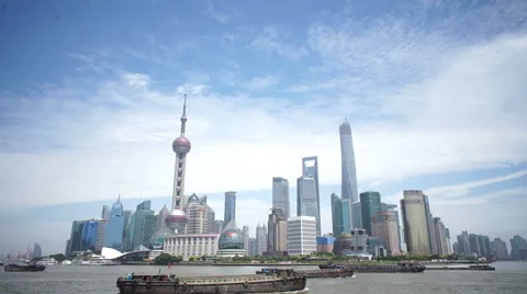 Real time Shanghai skyline Stock Footage 45548978
