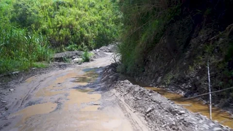 Real time shoot for driving on  muddy road Video stock 209117370