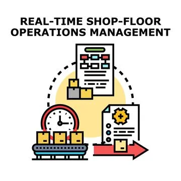 Real time shop floor operations management vector illustration イラスト素材