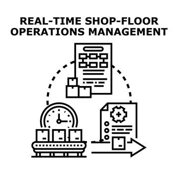 Real time shop floor operations management vector illustration Stock Illustration