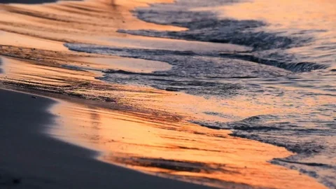 Real time shot of beach sunset with waves Stock Footage 110728524