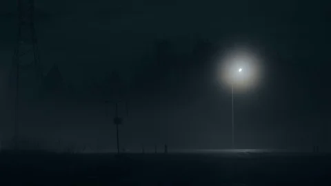 Real time side view of mystic dark night highway. Surreal incredible mysterious Video stock 83498614