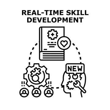 Real time skill development process achieving personal growth Illustrazione stock
