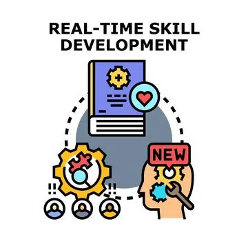 Real time skill development process achieving personal growth 스톡 일러스트