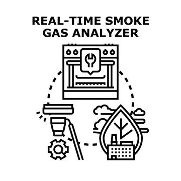 Real time smoke gas analyzer technology monitoring air quality Stock Illustration