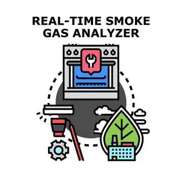 Real time smoke gas analyzer technology monitoring air quality Stock Illustration