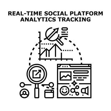 Real time social platform analytics tracking concept Stock Illustration