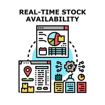 Real time stock availability and inventory management system Stock Illustration