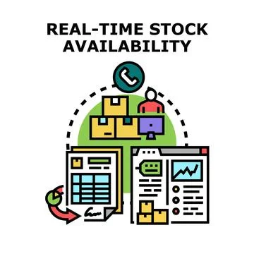 Real time stock availability management concept vector Stock Illustration