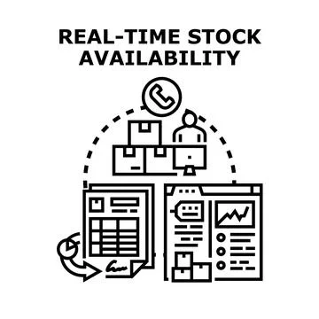 Real time stock availability management concept vector Stock Illustration
