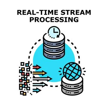 Real time stream data processing for global analytics Illustrazione stock